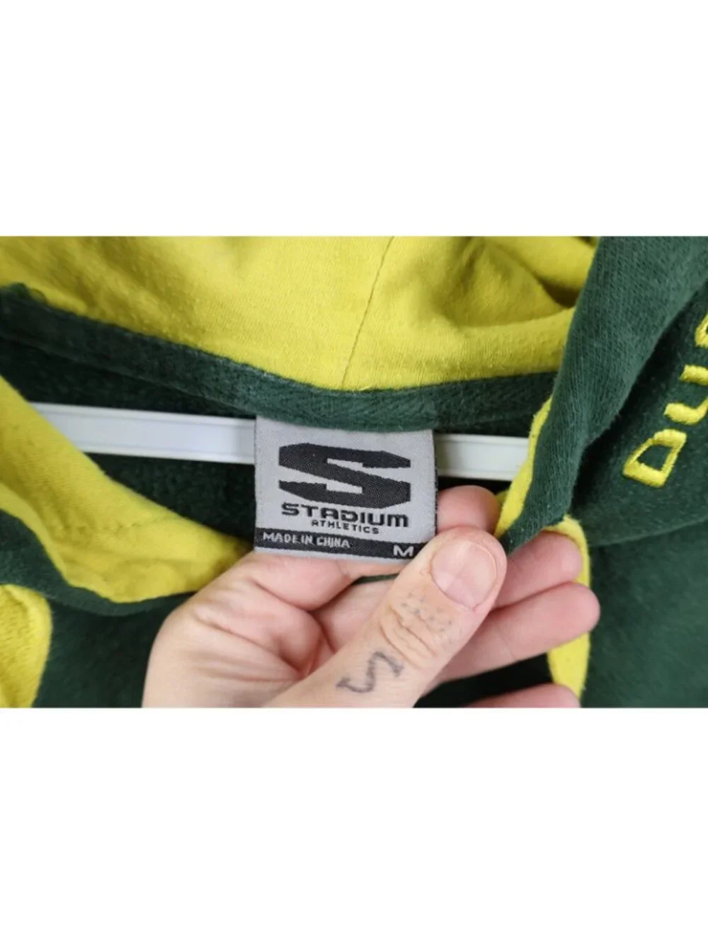 Vintage Y2K Mens Medium Distressed University of Oregon Hoodie Sweatshirt Green